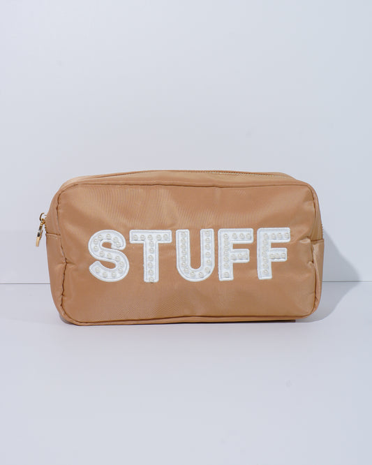 Large Caramel Stuff Makeup Bag, Cosmetics Bag and Travel Bag